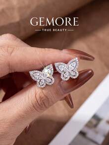 1 Pair Exquisite Hollow Rhinestone Butterfly Earrings, Women's Jewelry, Elegant Jewelry Gift, Party Gift, Birthday Gift, Date Essential - Hollow Diamond Butterfly Earrings - View 1