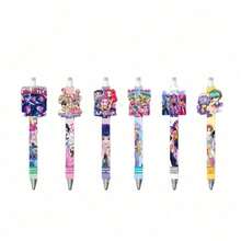 Hasbro 6pcs Random Color KpopDemonHuntes KPOP Demon Hunter Girl Group Acrylic Sticker Press-Button Neutral Gel Pens, Student Learning Stationery, Campus Daily Essentials, Highly Attractive Practical Stationery - Multicolor - View 5