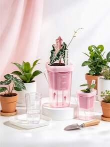 Small Pink Automatic Watering Planter, Suitable For Indoor Plants, Transparent Seedling Cup, Tissue Culture Acclimatization Kit - Multicolor - View 2