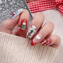 聖誕貓咪美甲印花板，Merry Catmas 可愛小貓禮盒爪印美甲印章模板，可重複使用美甲轉印模板，DIY美甲裝飾 - 銀色 - 查看 6