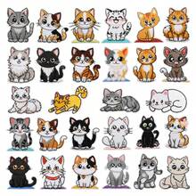 28pcs Adorable Kitty Embroidery Iron-On Patches Set, Assorted Cartoon Cat Designs Fabric Patches For DIY Craft And Cat Lover Gift - Multicolor - View 7