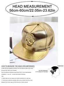 1件骷髏金屬Logo皮革平帽簷嘻哈帽，派對個性化春夏秋冬四季通用帽，中性棒球帽萬聖節帽 - 骷髏帽 - 查看 9