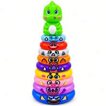 Brinquedo Torre De Empilhar 9 Anéis Empilháveis Brinquedo Infantil Educativo Castela - Multicolorido - Visão 1