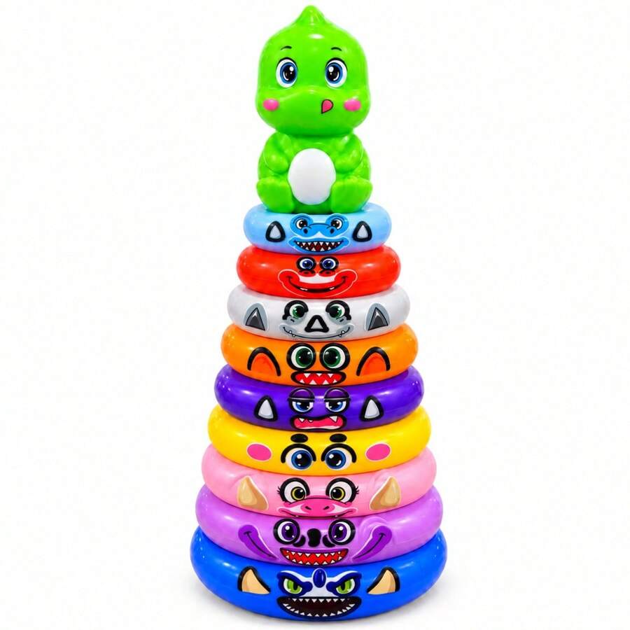 Brinquedo Torre De Empilhar 9 Anéis Empilháveis Brinquedo Infantil Educativo Castela - Multicolorido - Visão 1