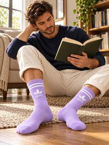 5 Pairs Random Men Stripe Crew Socks Sports Socks Outdoor Socks Cycling Socks Elastic Cuff Non Slip For School Running Daily Wear All Seasons - Multicolor - View 8