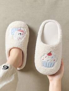 Women's Plush Slippers 2026 New Style Home Indoor Warm Cute Cartoon Slippers Autumn Winter - Beige - View 1
