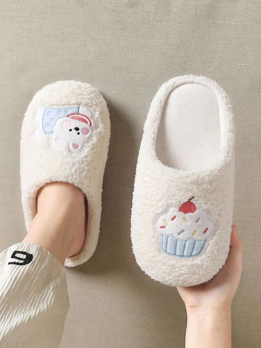 Women's Plush Slippers 2026 New Style Home Indoor Warm Cute Cartoon Slippers Autumn Winter - Beige - View 1