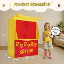 Alvantor, tienda de limonada, teatro de marionetas, casa de juegos, tienda de juegos, escenario para niños, juego de mesa con puerta y cortina, muebles de teatro para niños pequeños, 28"X20"X41"H, amarillo, 8032. - Amarillo - Ver 2