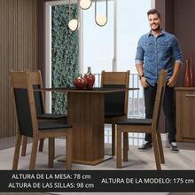 **Juego de Comedor Claire, Mesa Cuadrada de 90 x 90 con 4 Sillas, Juego de Comedor para 4 Personas, Mesa Pedestal de Madera, Sillas con Asiento Tapizado, Diseño Rústico Marrón y Negro, para Cocina y Comedor** - Negro - Ver 2
