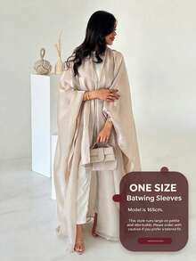 Hafizah New Middle Eastern Dubai Turkey Lily Sequin Robe With Headscarf Spring Fall - Apricot - View 6