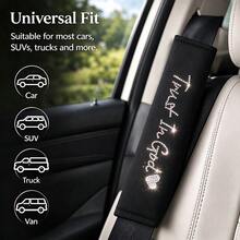 2pcs Rhinestone Car Seat Belt Shoulder Pads, Sparkling Rhinestone Trust In God Letter Heart Pattern, Soft Thickened Seat Belt Shoulder Cushion, Universal Car Seat Belt Protector, Women's Car Interior Decoration - Rhinestone Shoulder Pads - View 8