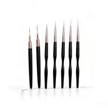Ultra Thin Tip Nail Painting Bundle, 2 Empty Pen Bodies & 5 Wavy Slim Handle Nail Brushes For Nail Line Design - Multicolor - View 8