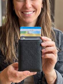 Carbon Fiber Men's Ultra-Thin Wallet - RFID Blocking Minimalist Front Pocket Credit Card Holder With Automatic Card Ejection And Cash Clip, Wallet, Card Holder, Photocard Holder, Purse - Multicolor - View 10