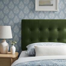 Cabecero Individual Emily de Terciopelo Verde Musgo, Cabecera Tapizada con Botones Decorativos, Altura Ajustable en 7 Posiciones, Resistente a las Manchas, Diseño Moderno para Dormitorio, 39.5 Pulgadas de Ancho - Verde - Ver 7