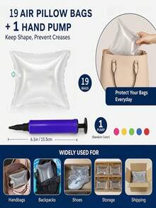 20pcs Wallet Fillers To Maintain Shape And Prevent Wrinkles, 19pcs Wallet Shaping Filler Pads With 1 Air Pump (Random Color), Wallet Fillers To Maintain Shape And Prevent Creases, Inflatable Air Cushion For Storage And Display Of Handbags, Shipping - Multicolor - View 10