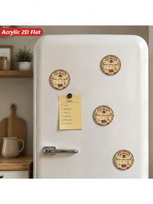 2D Flat, 1pc Baking Knowledge Chart Acrylic Round Magnetic Refrigerator Magnet, Baking Conversion Chart, Measuring Cup, Mixing Bowl, Kitchen Decor, Cozy Cafe Style, Perfect For Home, Cabinet, Refrigerator, Dishwasher, Blackboard - Multicolor - View 11