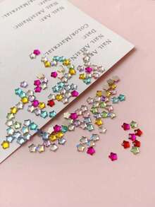80 Pcs/Pack Flat Star-Shaped Rhinestone Nail Charms – DIY Autumn/Winter Nail Accessories & Dangles - Multicolor - View 2