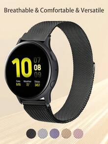 1pc Unisex Magnetic Milanese Loop Watch Band, Soft Breathable Stainless Steel Braided Mesh Smart Watch Strap, 18mm/20mm/22mm Quick Release Universal Replacement Wristband, Compatible With Samsung Galaxy Watch, And All 18/20/22mm Buckle Smart Watches - Black - View 1