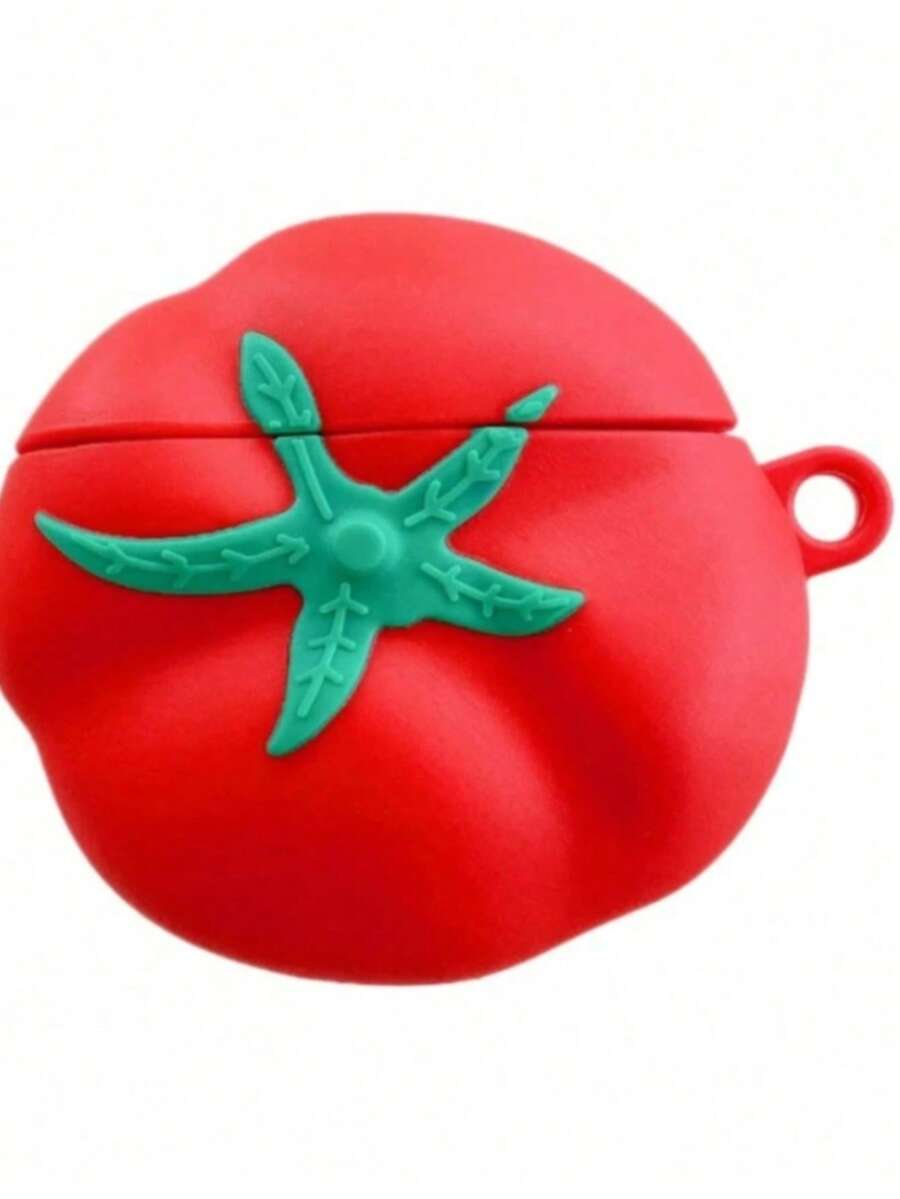 Cute Tomato Earphone Protective Case For 1/2/3/4/Pro, Creative Cartoon Design, Silicone Material - Red - View 1