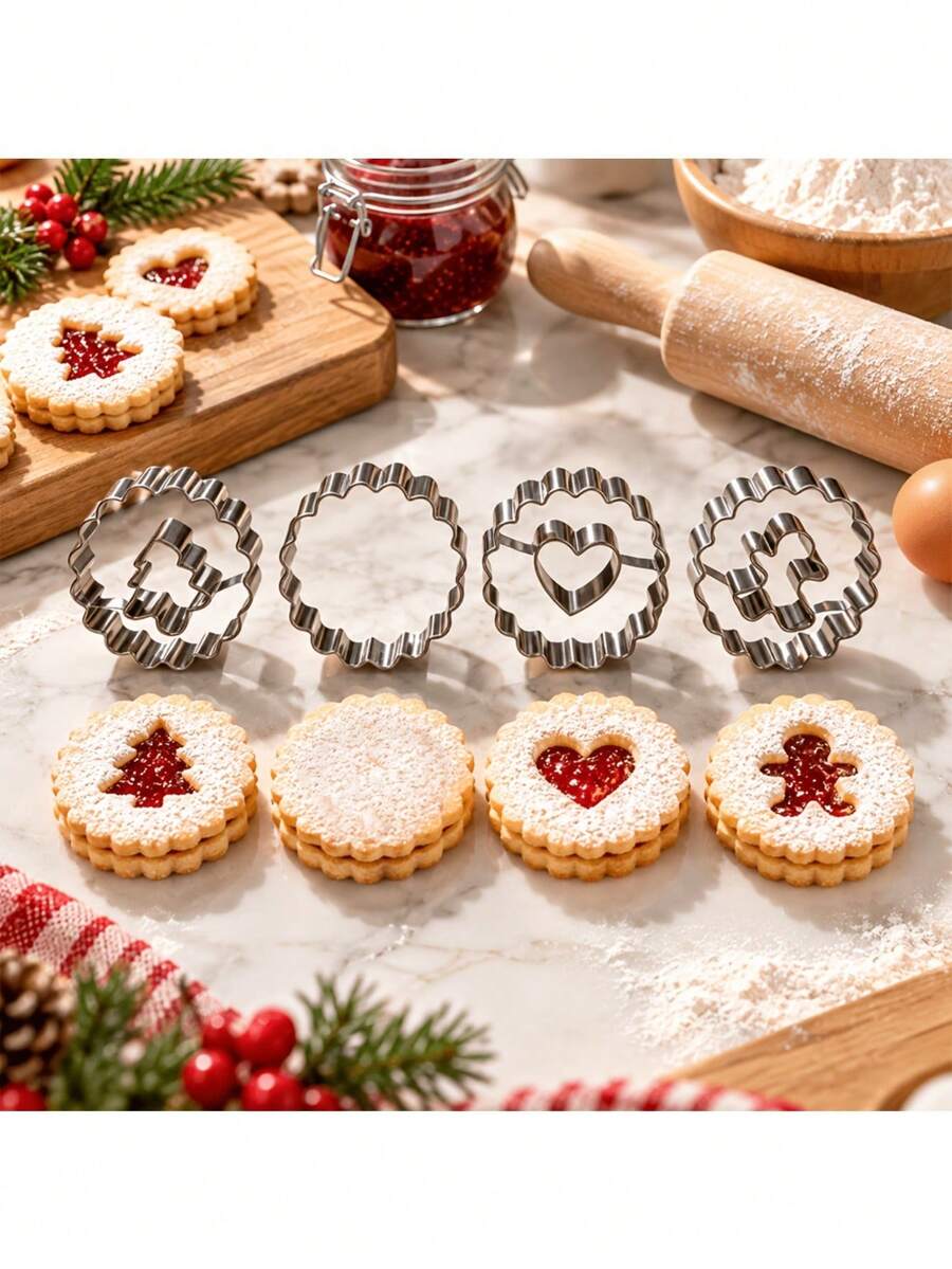 Stainless Steel Cookie Cutters, Multi-Purpose Cookie Molds Suitable For Christmas, Easter, Thanksgiving, Valentine's Day, Wedding Parties, With Soft Edges To Prevent Cuts, Baking And Decorating Cookie Molds, Rust-Resistant And Easy To Clean