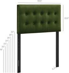 Cabecero Individual Emily de Terciopelo Verde Musgo, Cabecera Tapizada con Botones Decorativos, Altura Ajustable en 7 Posiciones, Resistente a las Manchas, Diseño Moderno para Dormitorio, 39.5 Pulgadas de Ancho - Verde - Ver 8
