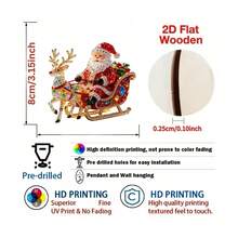 2D Flat 1/8pcs Set New Fun 2D Embossed Wooden Home Decor Christmas Santa Sitting On Various Christmas Vehicle Patterns Holiday Pendant Hanging Ornament Practical And Beautiful Decoration - Multicolor - View 7