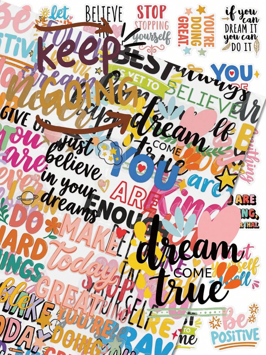 50Pcs Aesthetic Positive Affirmation PET Stickers, Vibrant ...