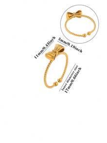 Elegant Sweet Stainless Steel Bow Thin Rings For Women Open Adjustable Bowknot Finger Rings Female Jewelry Valentine's Day Christmas Gifts Bag - 1 - View 5