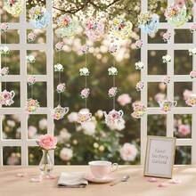 1set Floral Teapot Cup Pattern Hanging Banner, Hanging Banner, Room And ...