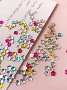 80 Pcs/Pack Flat Star-Shaped Rhinestone Nail Charms – DIY Autumn/Winter Nail Accessories & Dangles - Multicolor - View 3
