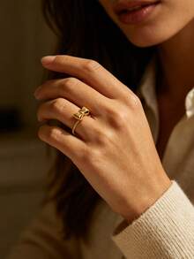 Elegant Sweet Stainless Steel Bow Thin Rings For Women Open Adjustable Bowknot Finger Rings Female Jewelry Valentine's Day Christmas Gifts Bag - 1 - View 1