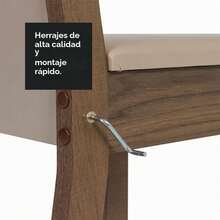 Kit de 4 Sillas de Comedor Modelo 4292, Color Marrón y Crema, Asientos Tapizados Beige, Estructura de Madera Resistente, para Comedor, Cocina y Antecomedero, Diseño Compacto y Fácil Montaje - Marrón - Ver 2