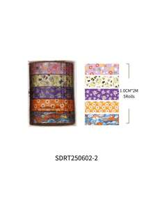 5 Rolls Vintage Cartoon Washi Tape Set, Retro Floral & Animal Pattern Decorative Stickers, Suitable For Scrapbooking, Journaling, Planner And DIY Crafts, Back To School Stationery - Wind and Objects Series - View 15