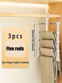 3/2/1pcsMulti-Layer Pants Rack - Space-Saving Foldable Design, Helps Efficiently Organize Your Wardrobe, Non-Slip Multi-Rod Clothing Storage Organizer, Wrinkle-Free Closet Hanger, Suitable For Jeans, Leggings, Trousers, Scarves - Multicolor - View 16