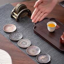 1件/2件/4件/6件 合金茶杯套組 金色/銀色/復古銅色 茶道裝飾 精緻隔熱杯墊 適用於茶室、居家裝飾、辦公室接待區 - 彩色 - 查看 11