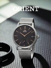 Orient Men's Quartz Watch, Black Dial, Rose Gold Hands, Milanese Metal Mesh Strap, 50m Water Resistant RA-SP0005N10B - Silver - View 3