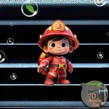 Cute Firefighter Cartoon Car Air Freshener Clip, Reusable Fragrance ...