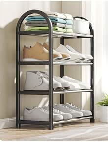 1pc]Multi-Layer Home Simple Storage Rack, Sturdy Entryway Shoe Rack, Minimalist Multi-Functional Shoe Storage For College Dorm, Black/White - Multicolor - View 6