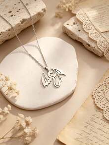 1pc Exquisite Animal Dragon Pendant Necklace, Stainless Steel Material Jewelry, Delicate O-Shaped Chain, Unisex Versatile Accessory, Suitable For Daily Commute, Travel, Also Can Be Given As Christmas Gift - Multicolor - View 7