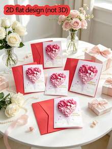 4pcs/2pcs 2D Heart-Shaped Balloon Design Greeting Cards, Suitable For Wedding, Proposal, Birthday Party, Theme Party, Bachelor Party, Housewarming Party, Vintage Party, Bridal Shower And More Occasions - One Size Fits All - View 4
