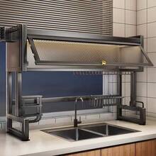 NEW Minimalist Reinforced Metal Drainer For Dishes Above The Sink With A Thickened Structure And Dustproof Cabinet Door, Large Capacity, Multifunctional Kitchen Storage Organiser For Home - View 2