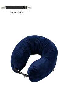 Multifunctional Refillable U-Shaped Neck Pillow Case, Portable Travel Pillow With Large Zipper Storage Bag, Soft Comfortable Fleece, Space-Saving For Luggage, Suitable For Adults Airplane, Road Trip And Office Rest Use - A - View 14