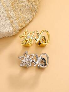 Personalized And Fashionable Braces With Flower Hollow Out Design, Double Gold Teeth, Halloween Cool Teeth - Multicolor - View 3