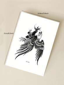 1pc Black Realistic Eagle Pattern Temporary Tattoo Sticker, Bold Personalized Design, Waterproof DIY Tattoo For Party, Holiday, Music Festival, Arm, Waist, Abdomen, Back - Black - View 7