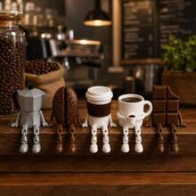 1/2pcs Exquisite Movable Coffee Cup, Cute Coffee Bean, Moka Pot, Chocolate Mini Model Decor, Suitable For Cafe, Living Room, Bedroom, Study, Bar, Home Decoration, Creating A Relaxed And Cozy Atmosphere Fashionable Display Model - Standard Model - View 5