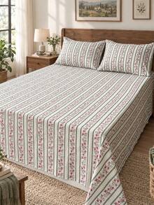 1pc Bed Sheet - 100% Lightweight Polyester Fabric, Pastoral Floral Print Bedspread, Breathable Bedding, Bedroom Decor Bedspread, Suitable For Adults - Multicolor - View 2