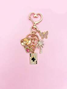 1pc Fashionable Rhinestone Series Keychain, Exquisite Palm Tree Bag Charm, Butterfly Black A Wallet Accessory, Women's Cowboy Hat Style, Car Key Chain Accessory, Room Decor, Travel Bag Accessory, Premium Christmas Gift, Christmas Stocking Filler - Multicolor - View 8