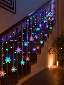 1 buah Lampu Tirai Kepingan Salju Natal, Lampu String LED Putih Hangat/RGB, Bertenaga USB dengan 8 Mode, Strip Lampu Dekoratif dengan Kontrol Tombol, Cocok untuk Jendela, Kamar Tidur, Pesta, Natal, Dekorasi Musim Dingin, Lampu Gantung Hari Raya - MultiWarna - View 9