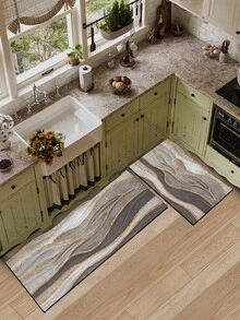 1 Pc Stripe Pattern Kitchen Mat, 3.5 Mm Soft Rubber That Is Easy To Clean. Suitable For Corridors, Bathrooms, Living Rooms, Outdoor Door Mats, And Toilets. Useable Throughout The Year And For Various Holidays. - Multicolor - View 7