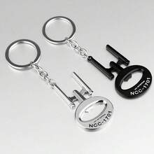 Spaceship Shape Bottle Opener Keychain, 2 Styles Metal Key Ring, NCC-1701 Engraved Key Chain, Backpack Charm Gift For Men > - Multicolor - View 2